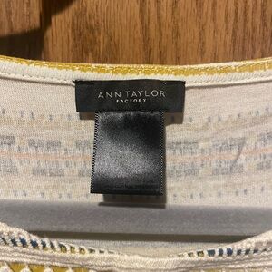 Ann Taylor Factory Cream and Yellow Knit Details Top